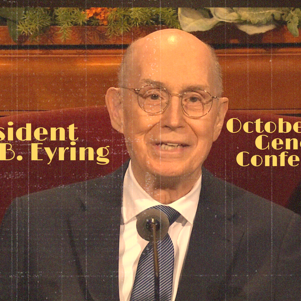 President Henry B. Eyring speaking during October 2026 General Conference