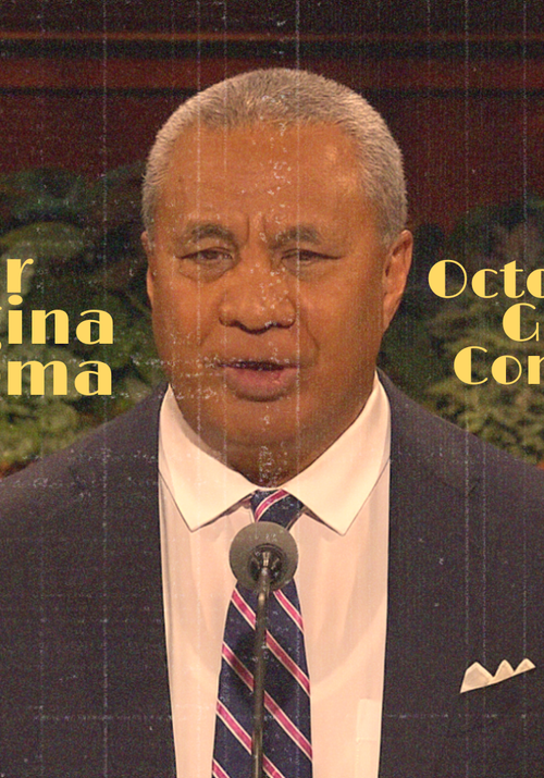 Elder Vaiangina Sikahema speaking during October 2026 General Conference