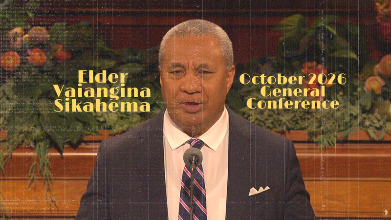 Elder Vaiangina Sikahema speaking during October 2026 General Conference